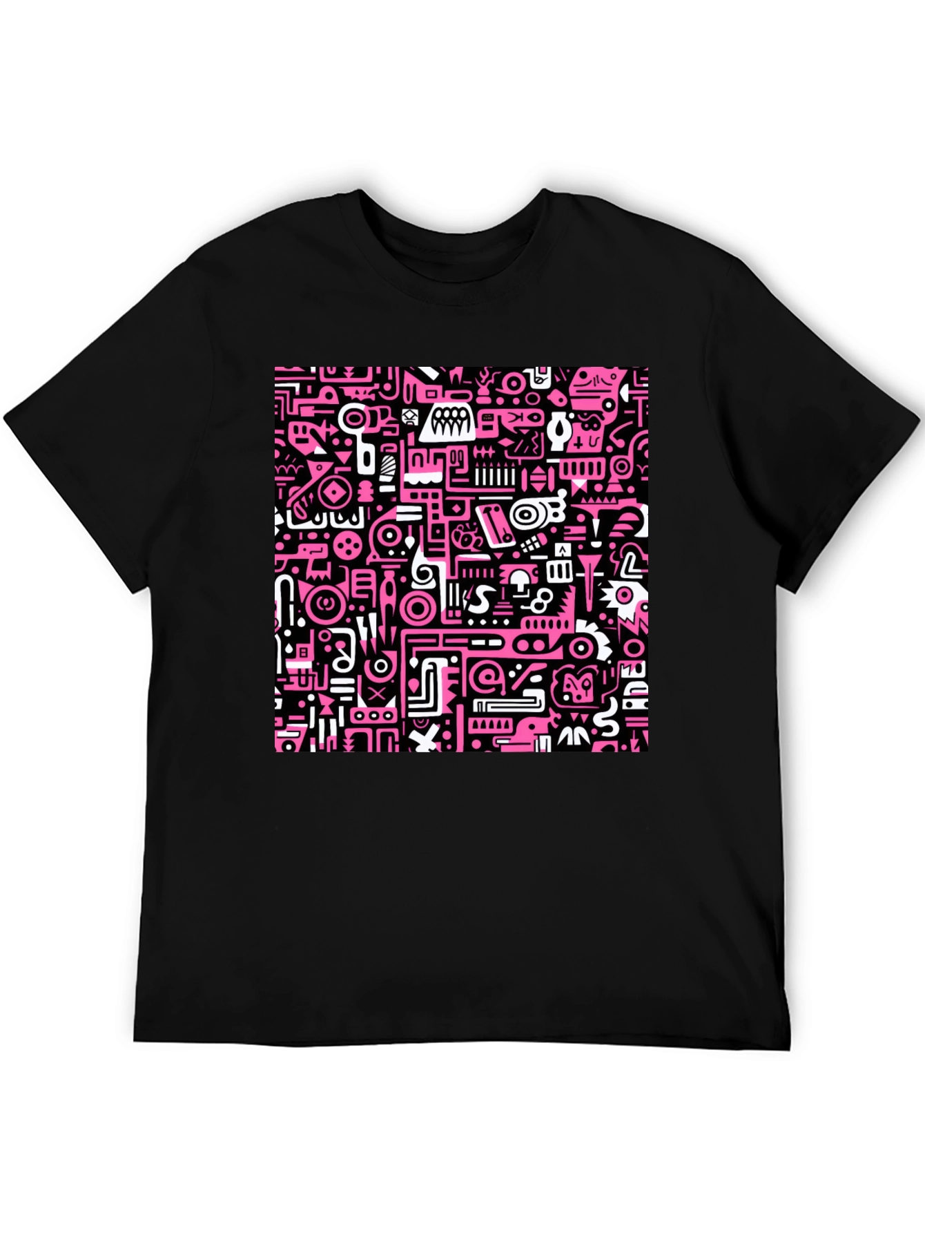 Abstract Pink & Black Graphic Print Crew Neck T-Shirt