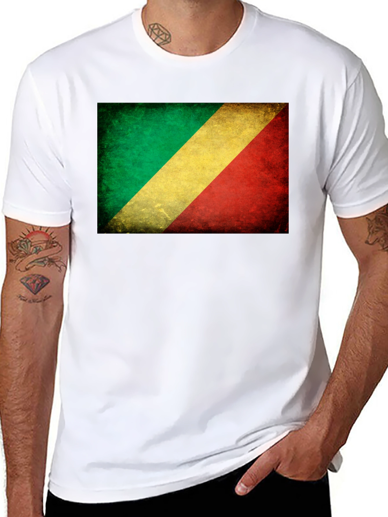 Republic of Congo Flag Distressed T-Shirt