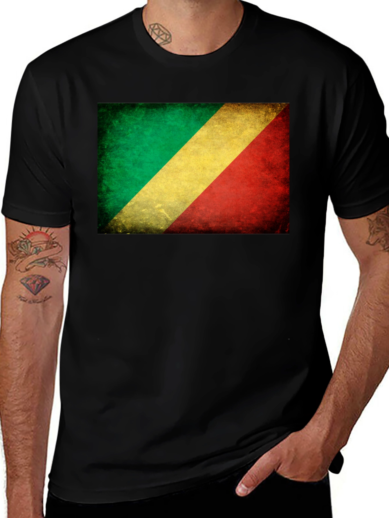 Republic of Congo Flag Distressed T-Shirt