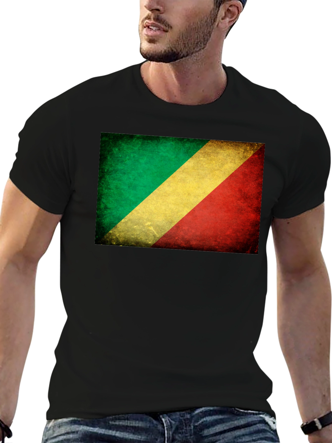 Republic of Congo Flag Distressed T-Shirt