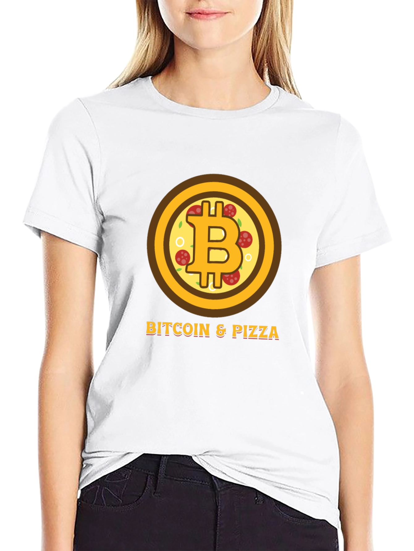 Bitcoin & Pizza Black Graphic Tee