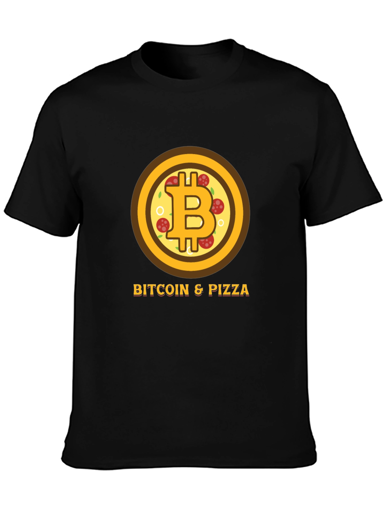 Bitcoin & Pizza Black Graphic Tee