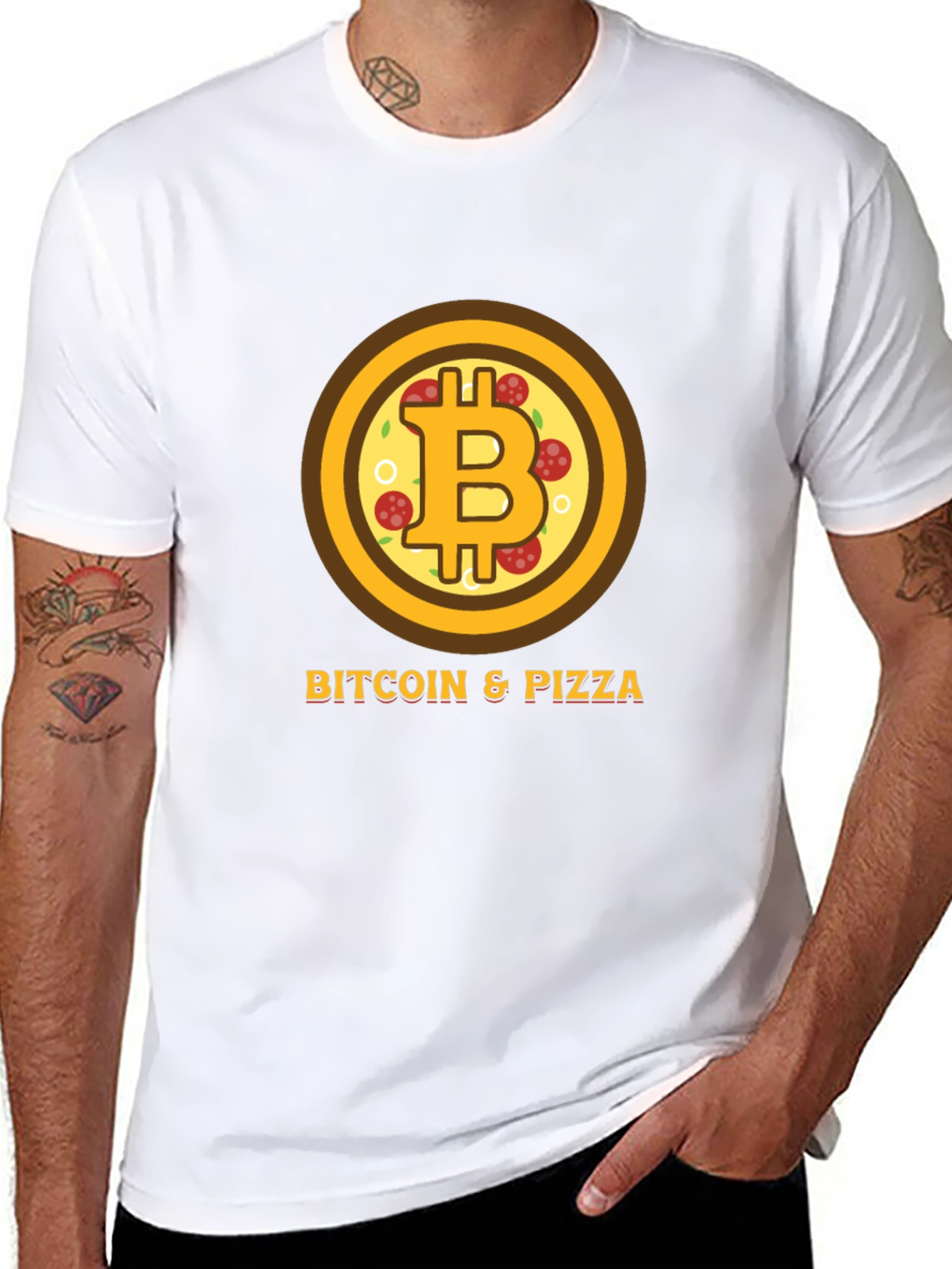 Bitcoin & Pizza Black Graphic Tee
