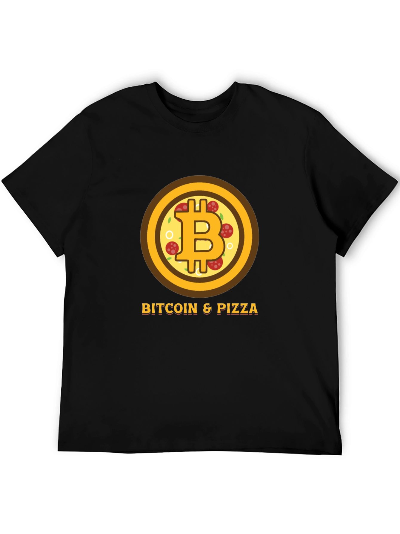 Bitcoin & Pizza Black Graphic Tee