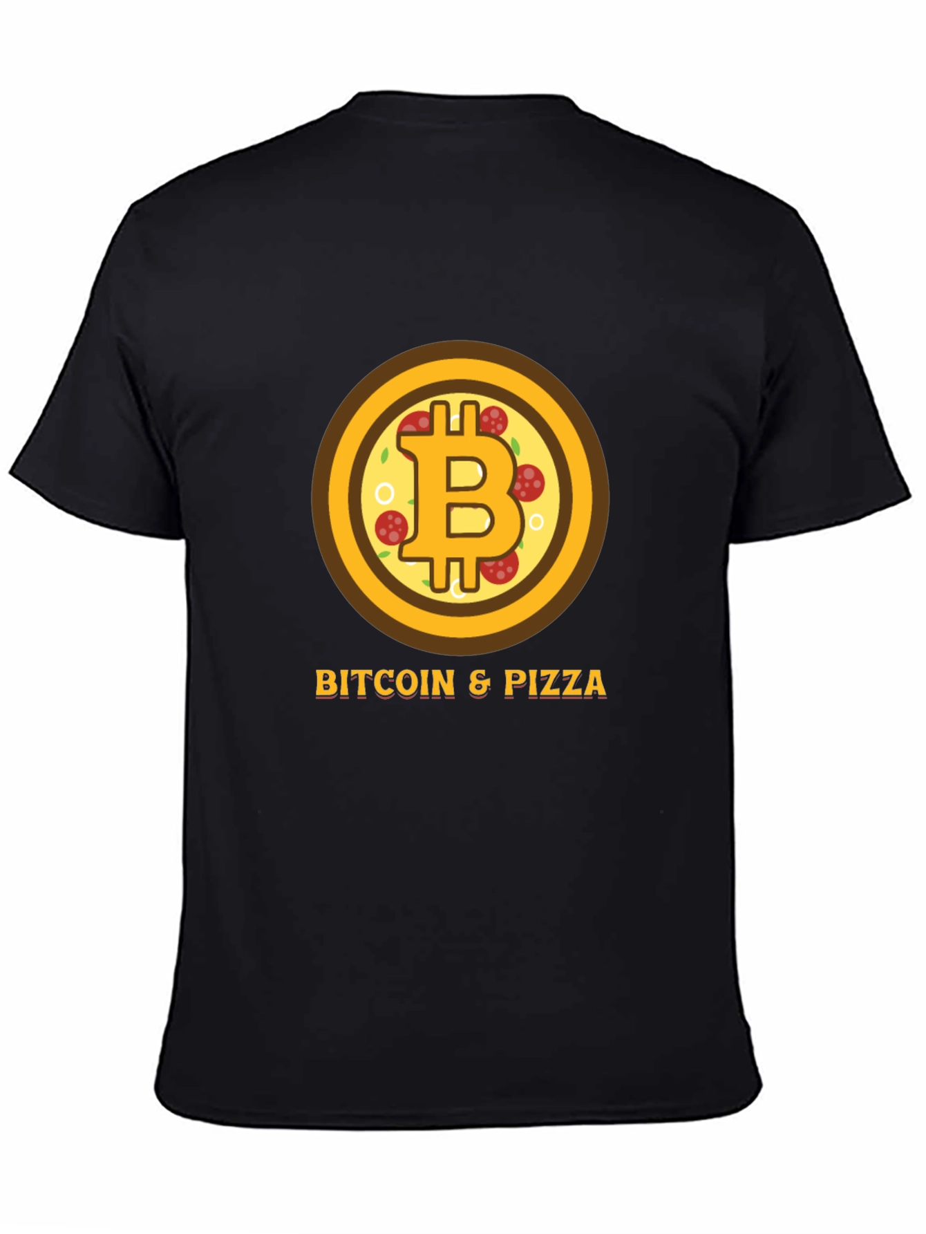 Bitcoin & Pizza Black Graphic Tee