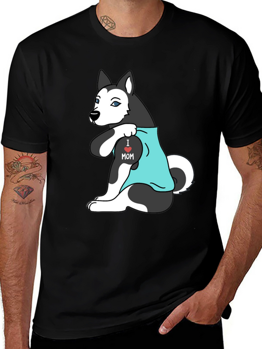 I Love Mom Dog Graphic Tee - Mens Black T-Shirt