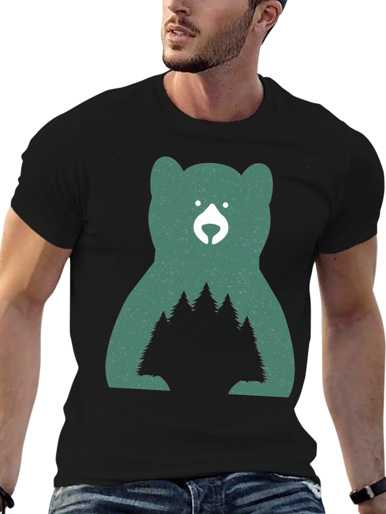Nature Bear Graphic Tee - Black