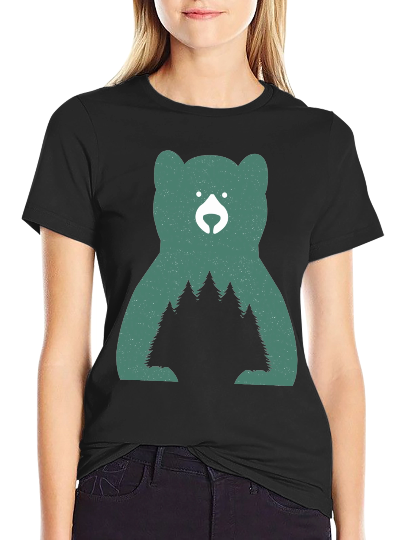 Nature Bear Graphic Tee - Black