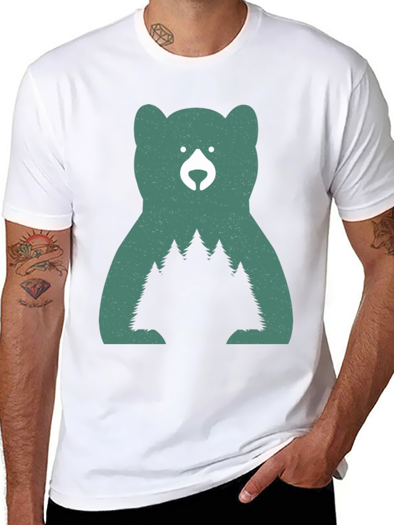 Nature Bear Graphic Tee - Black
