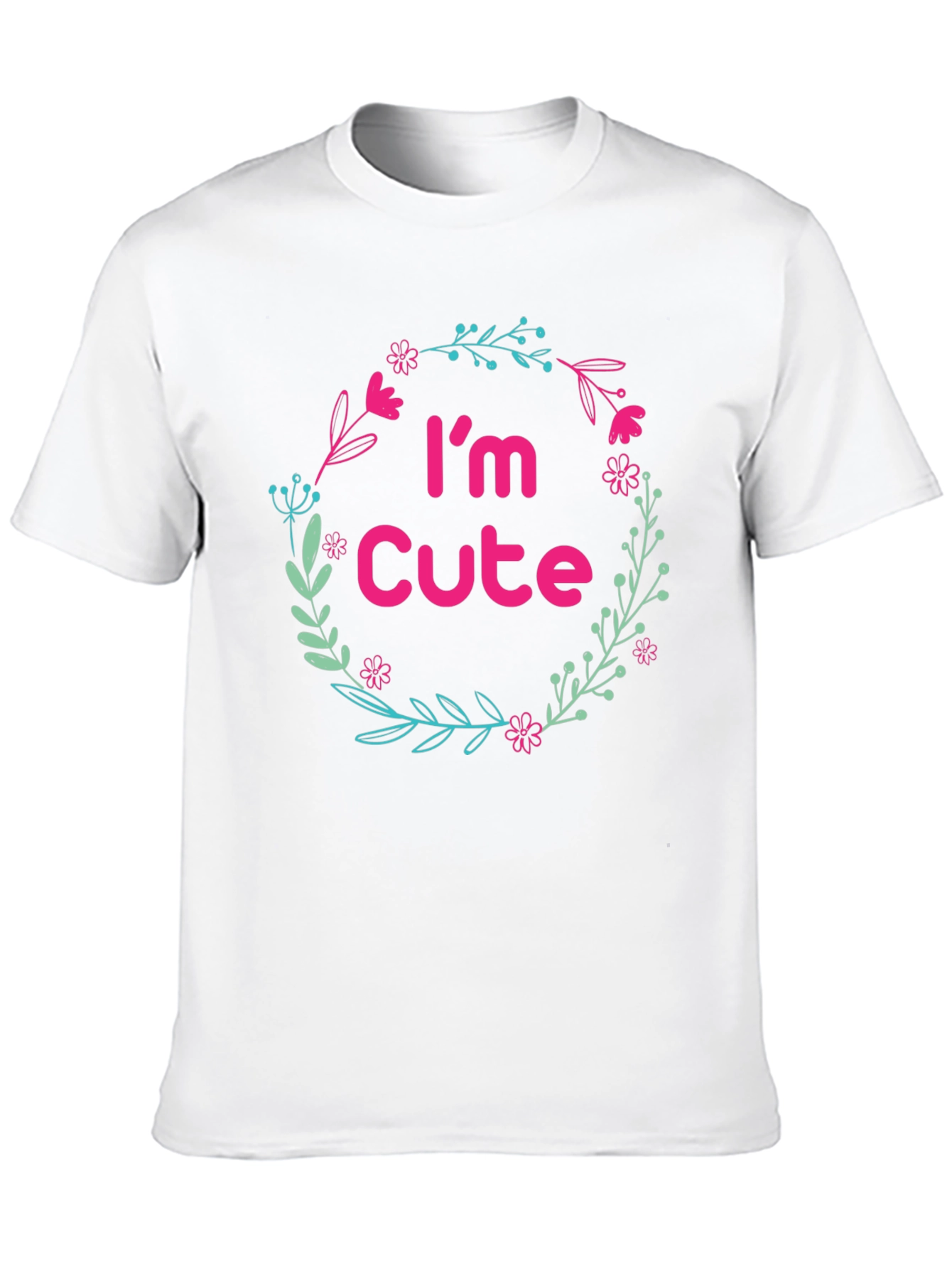 Im Cute Floral Wreath Black T-Shirt