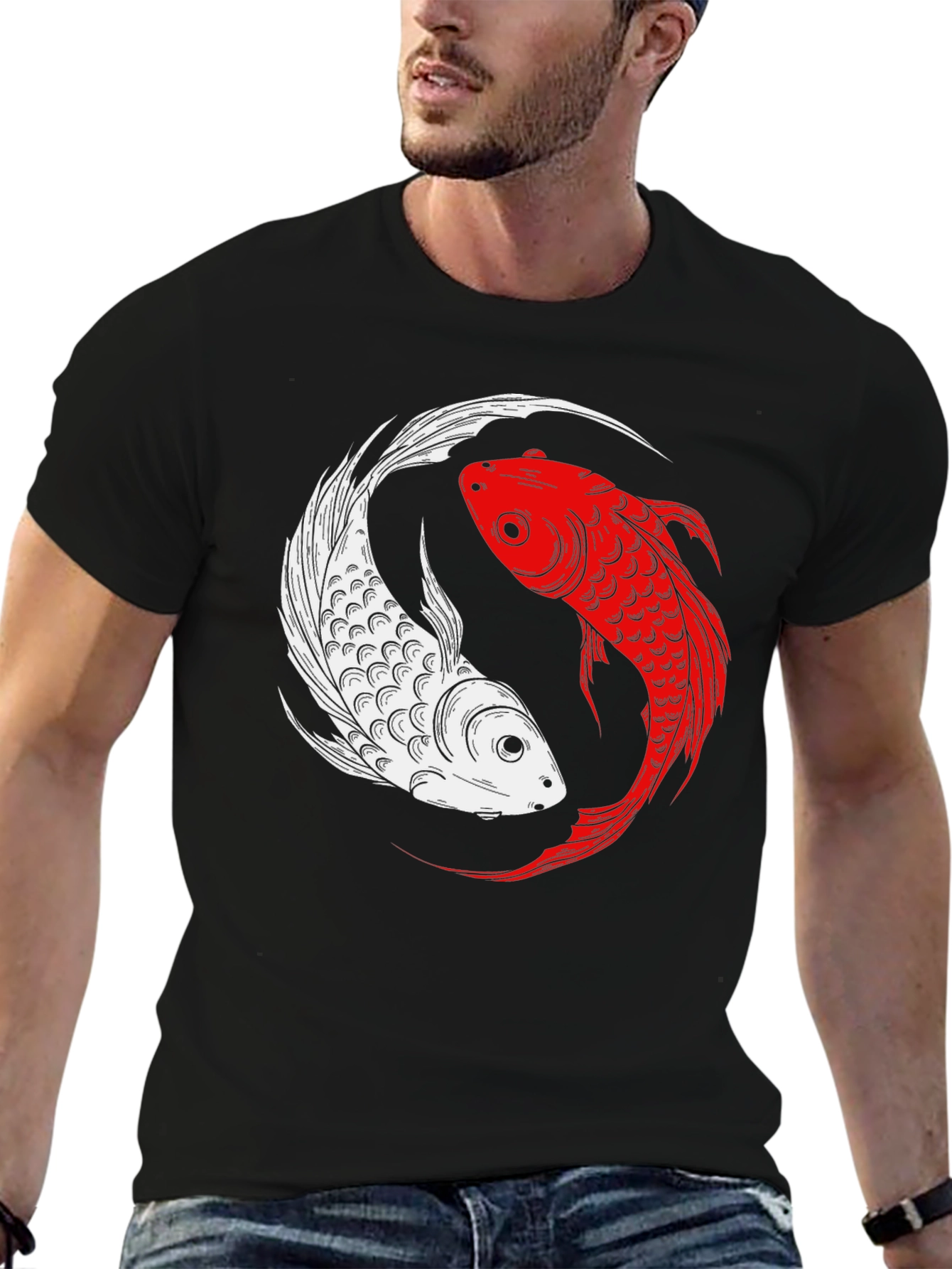 Yin Yang Koi Fish Graphic T-Shirt