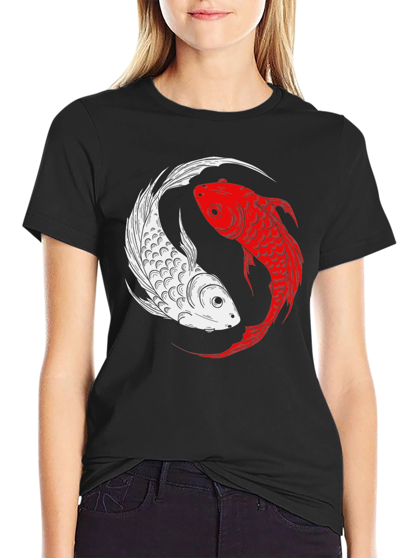 Yin Yang Koi Fish Graphic T-Shirt