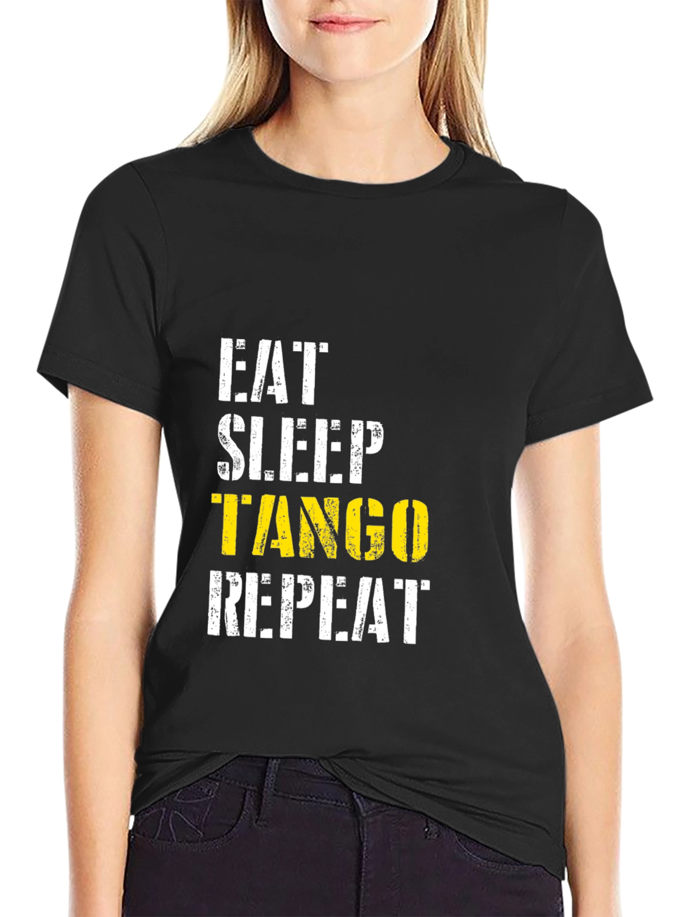 Eat Sleep Tango Repeat Black T-Shirt