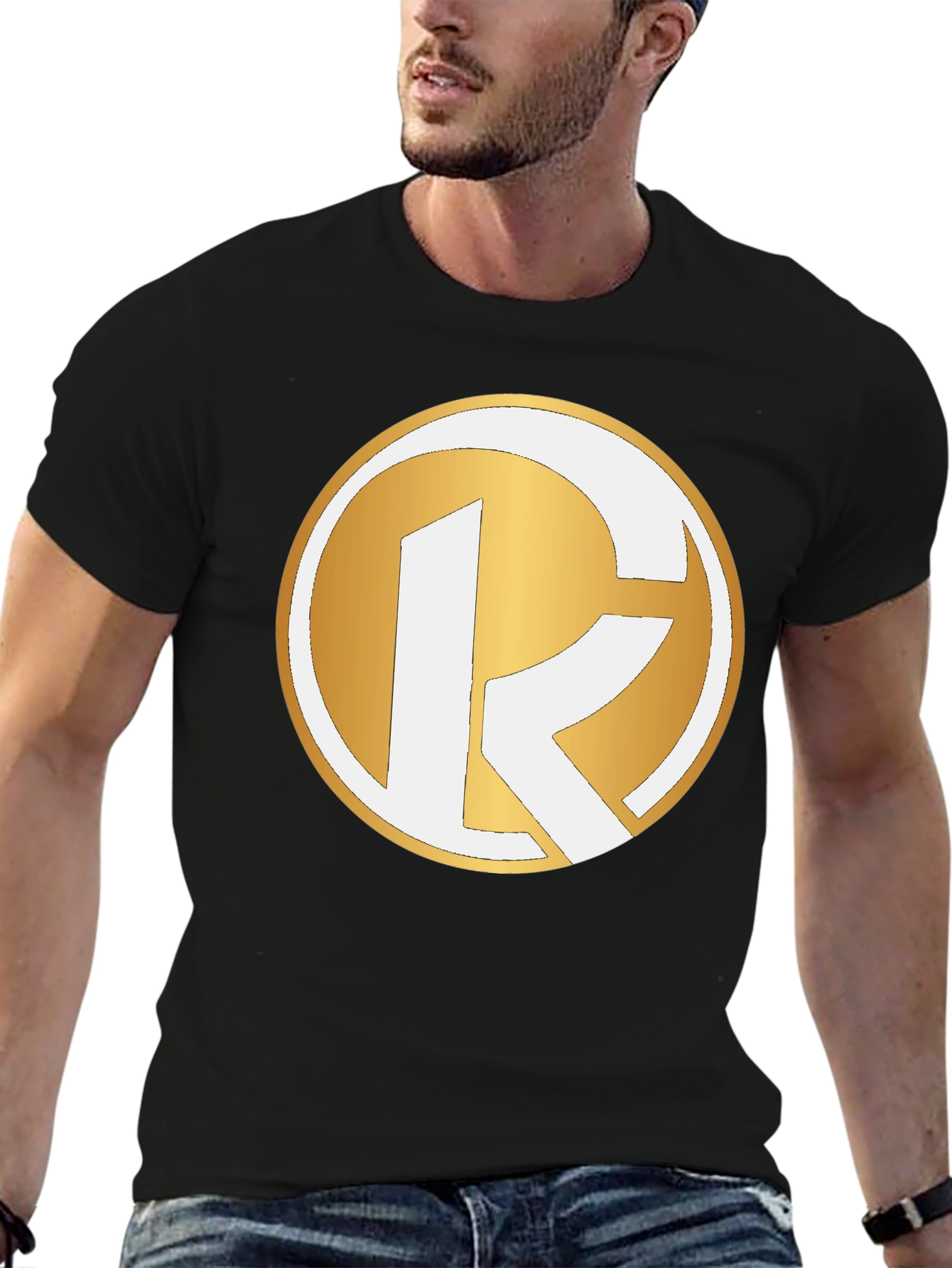 Golden Emblem Tee - Stylish Graphic Print T-Shirt