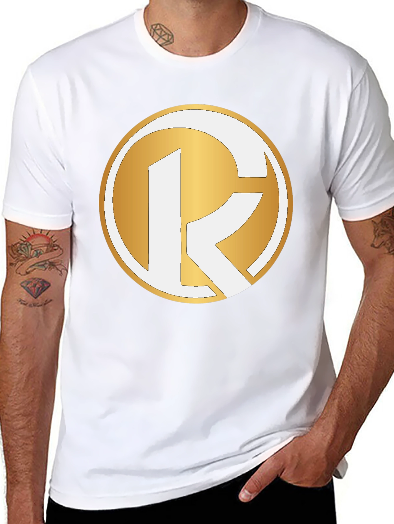 Golden Emblem Tee - Stylish Graphic Print T-Shirt