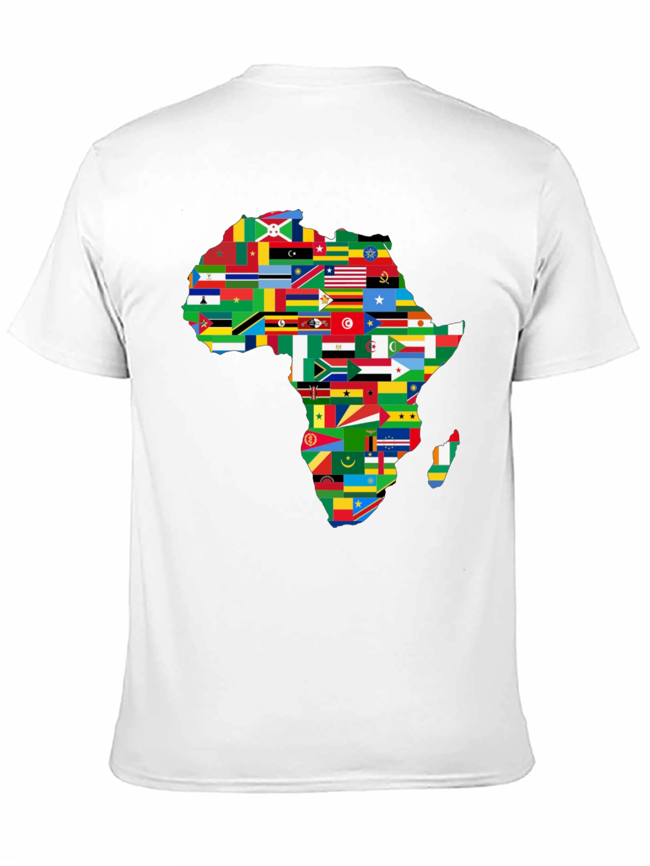 Africa Flags Map Graphic T-Shirt - Black Crew Neck