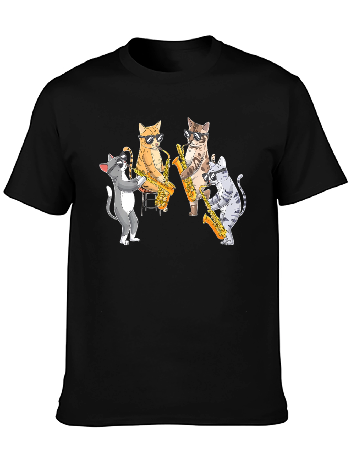 Cool Cats Saxophone Band Graphic T-Shirt
