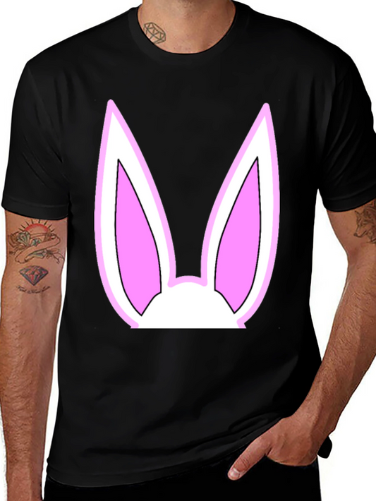Bunny Ears Graphic Tee - Black Cotton T-Shirt