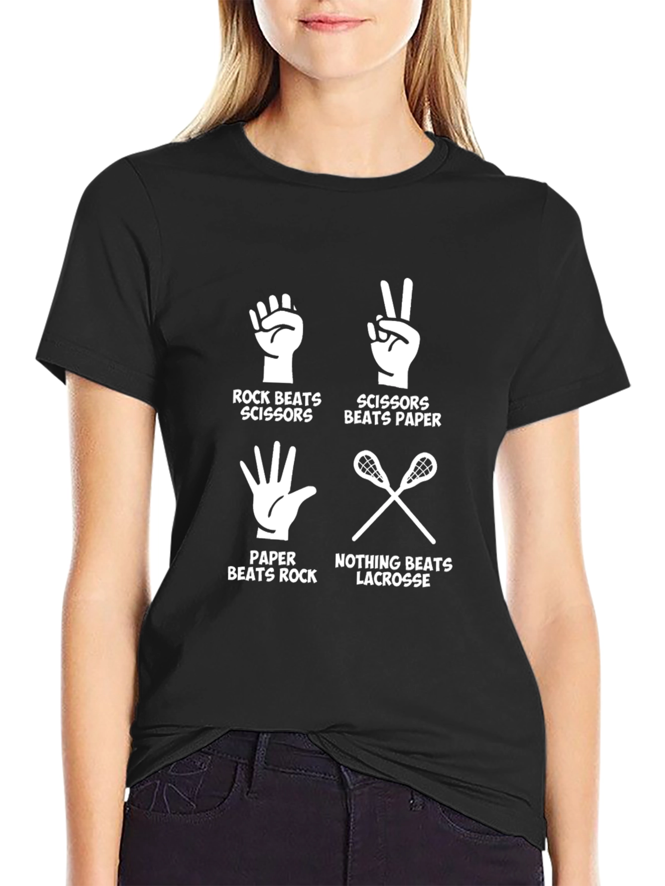 Rock Paper Scissors Lacrosse Graphic Tee