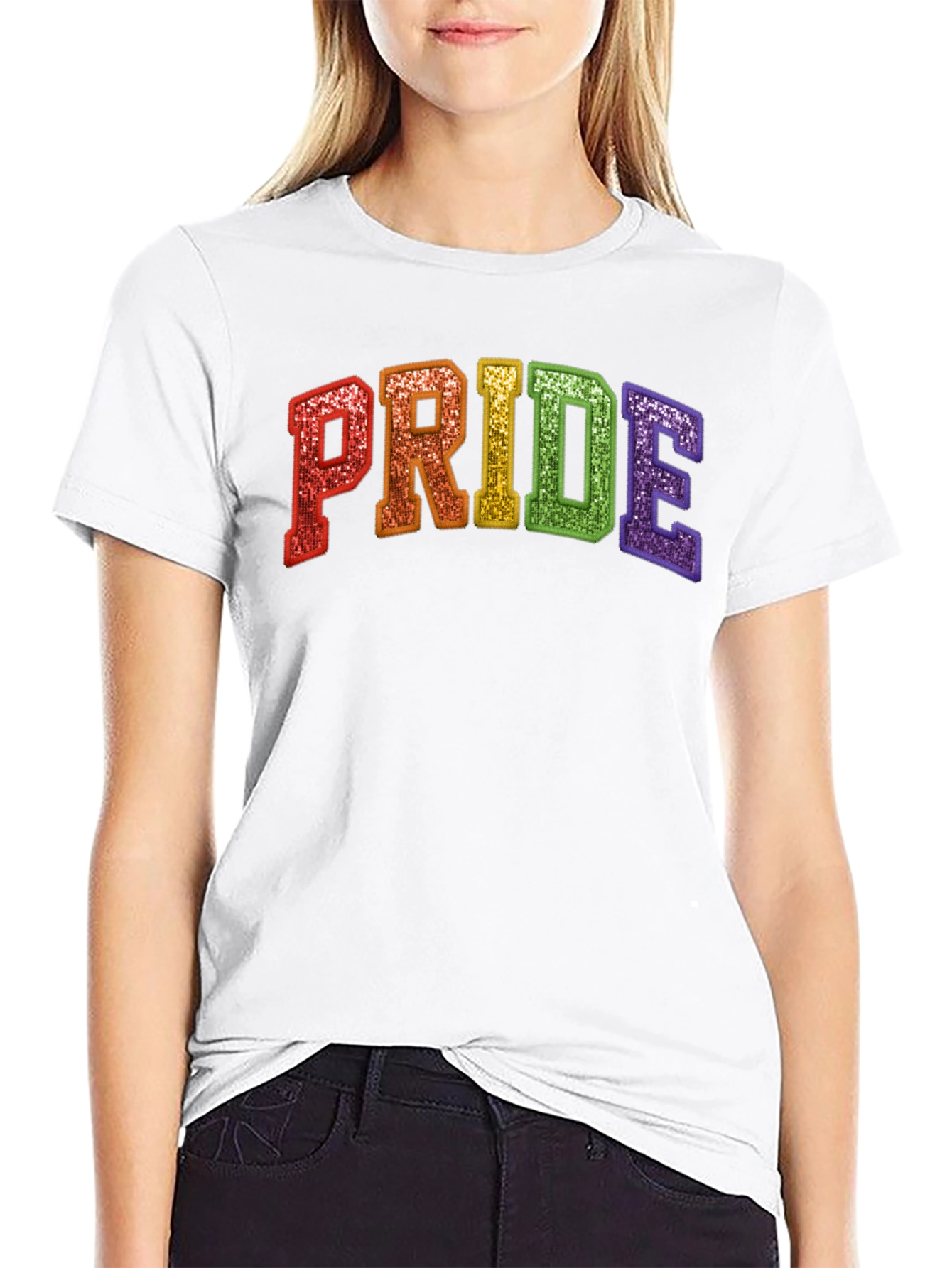 Pride Rainbow Glitter Graphic Tee