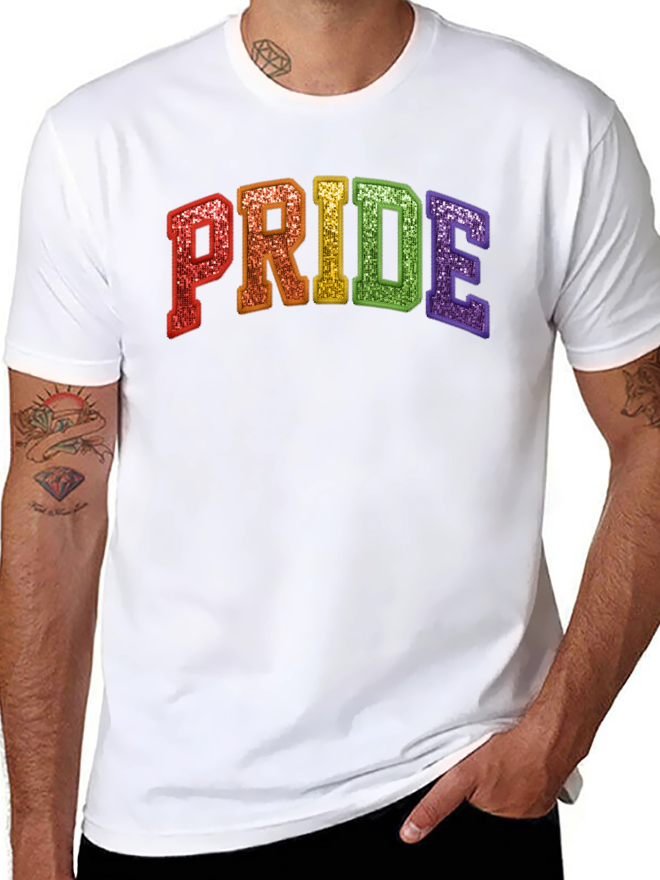 Pride Rainbow Glitter Graphic Tee