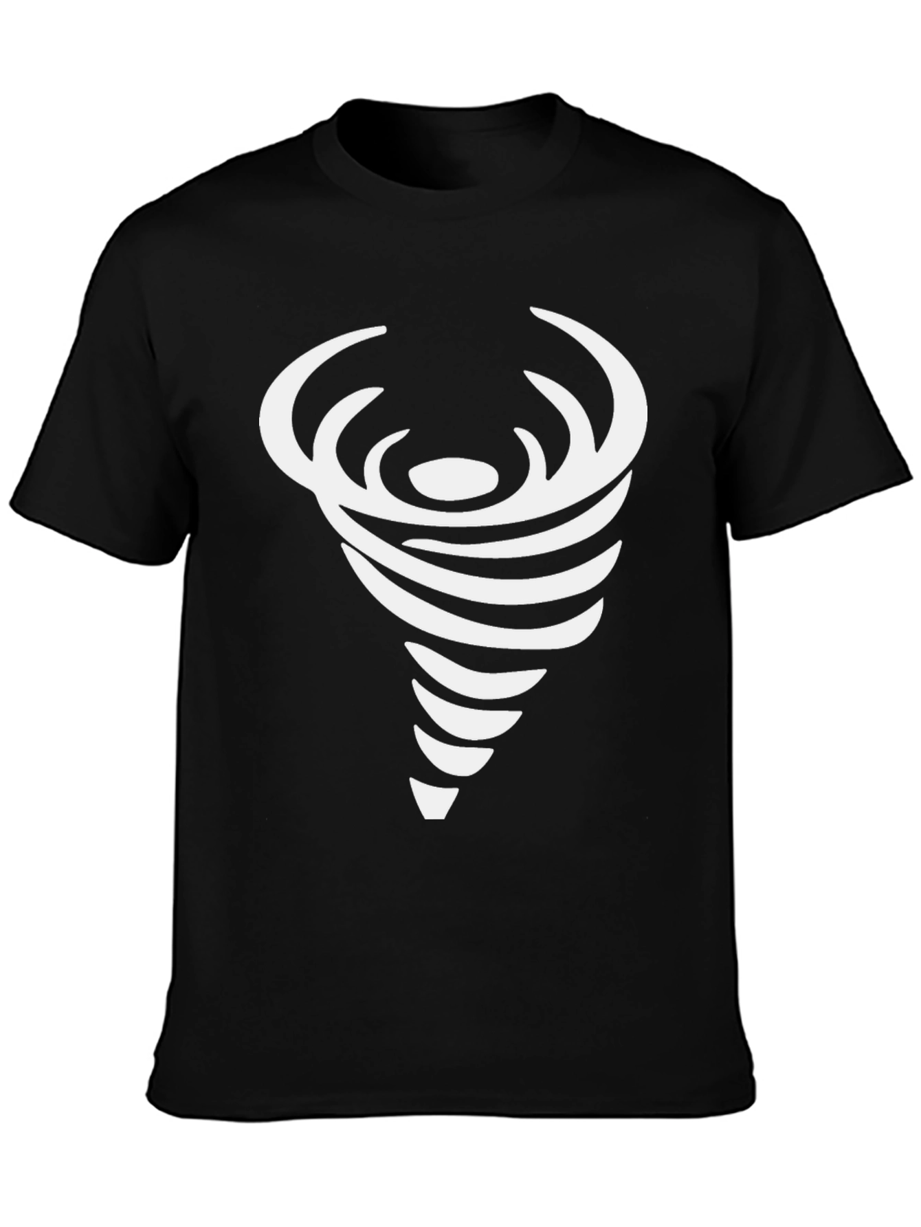 Mens Black Tee with Abstract Swirl Design