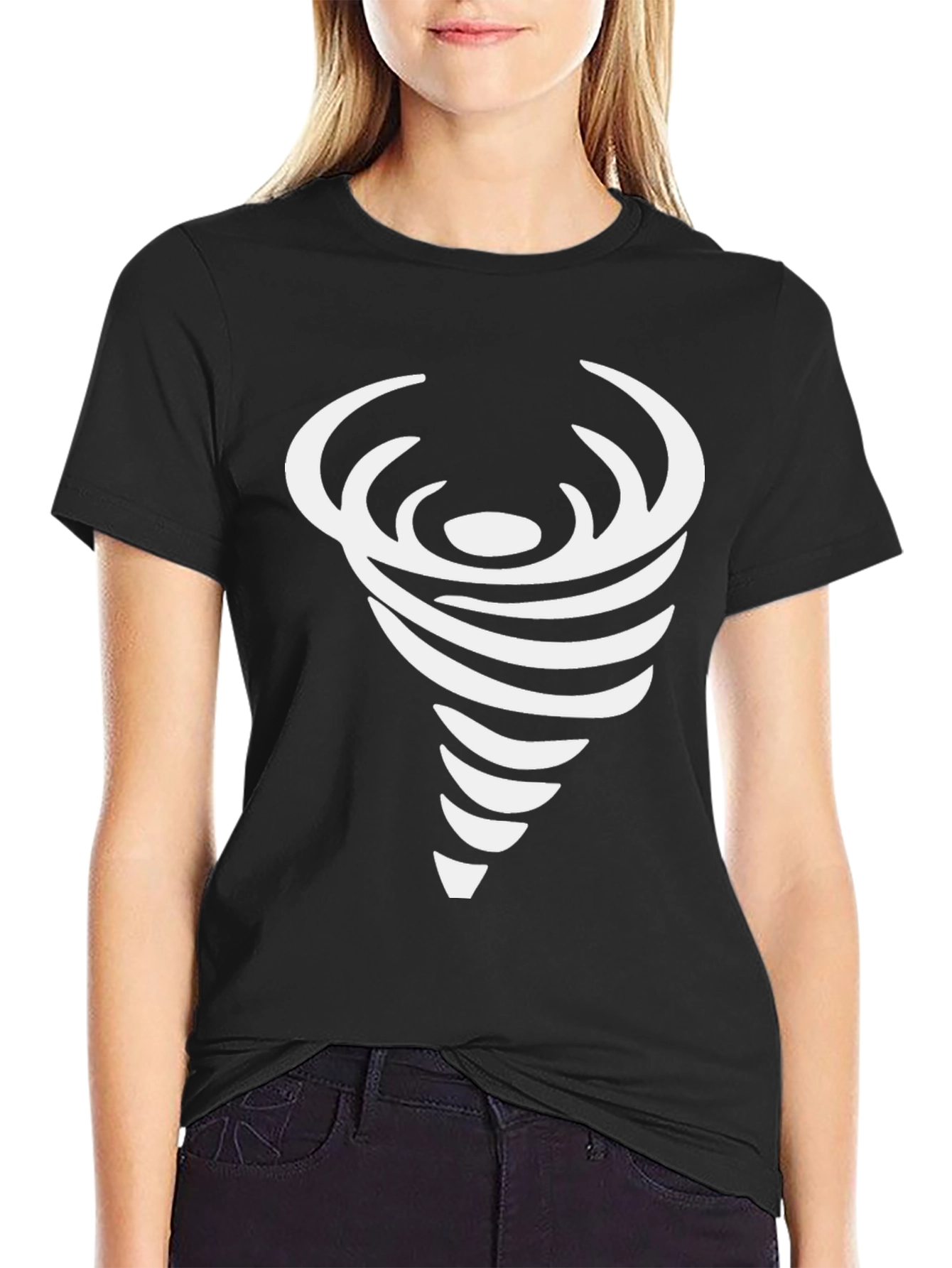 Mens Black Tee with Abstract Swirl Design