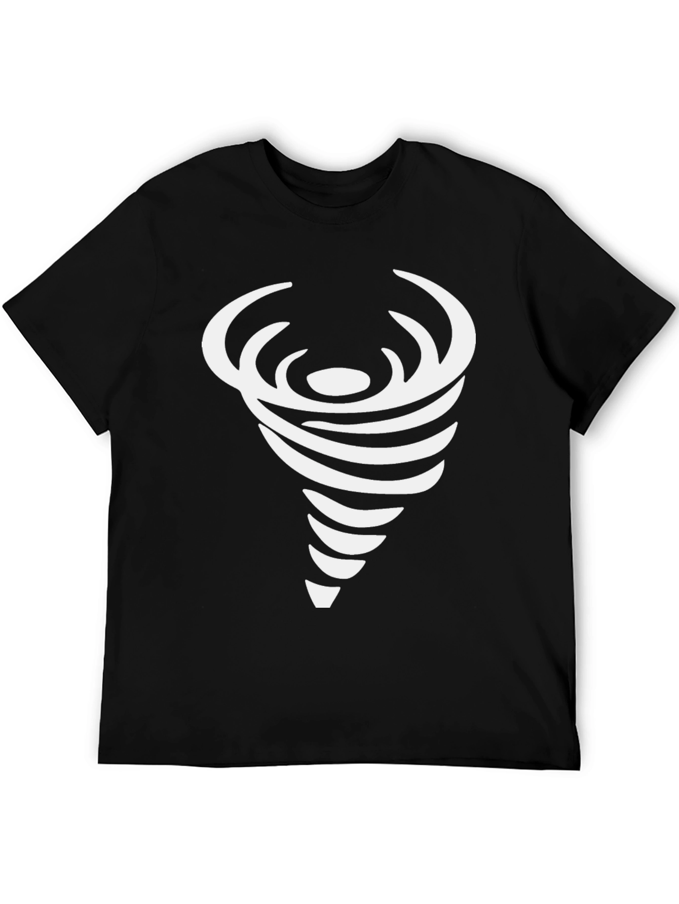 Mens Black Tee with Abstract Swirl Design