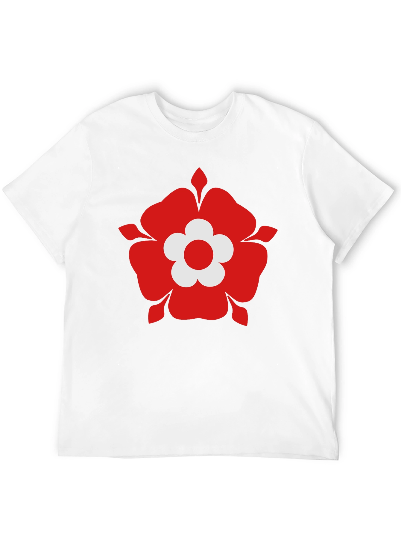 Red Flower Graphic Black T-Shirt
