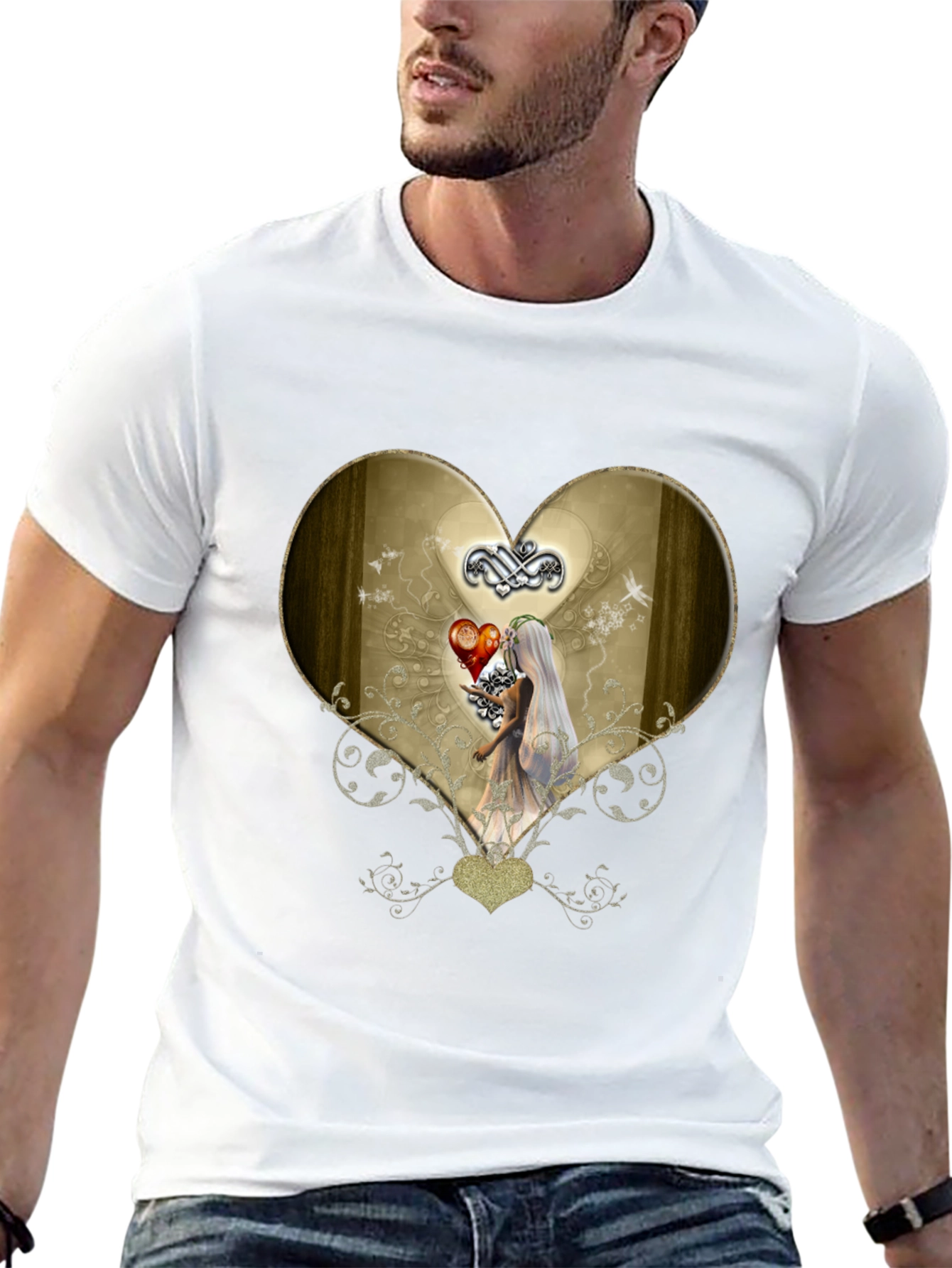 Heart & Bride Graphic T-Shirt - Black
