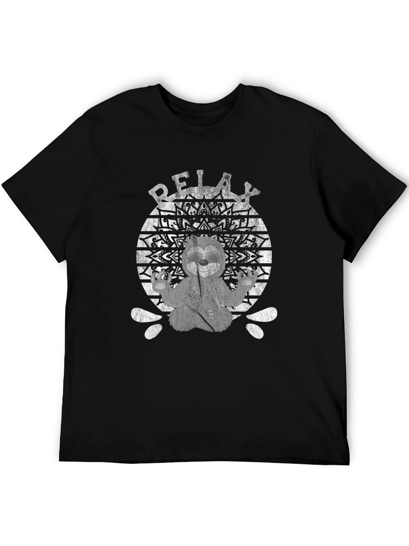 Relax Sloth Mandala Black T-Shirt