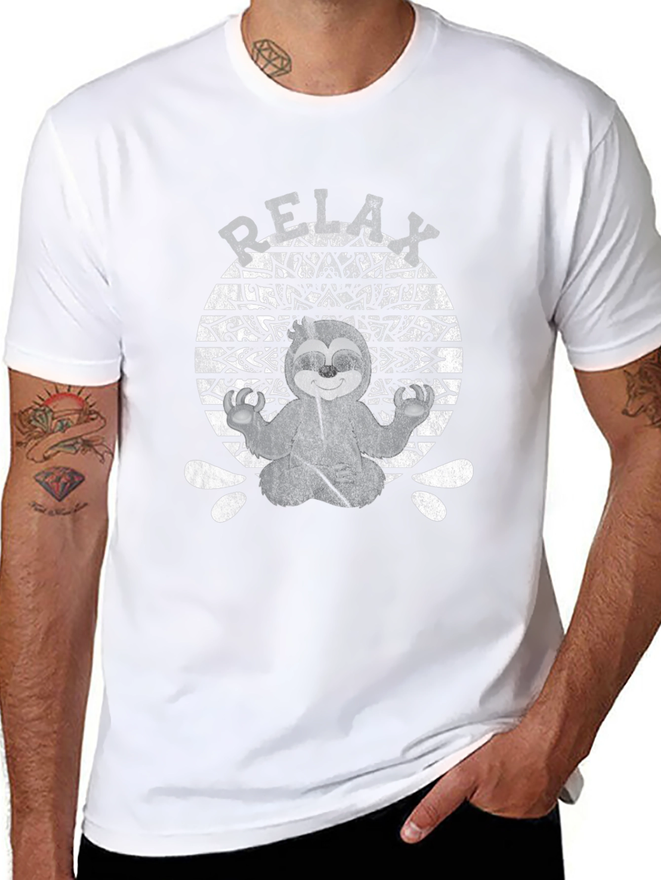 Relax Sloth Mandala Black T-Shirt