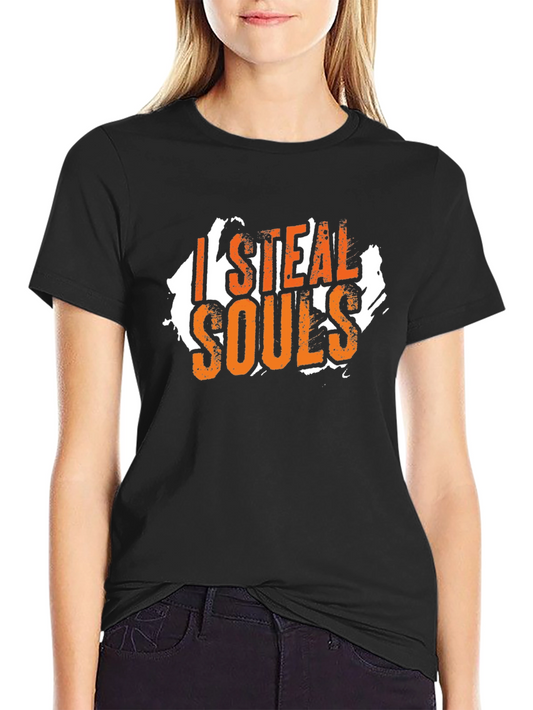 I Steal Souls Graphic Tee - Black Cotton Casual T-Shirt