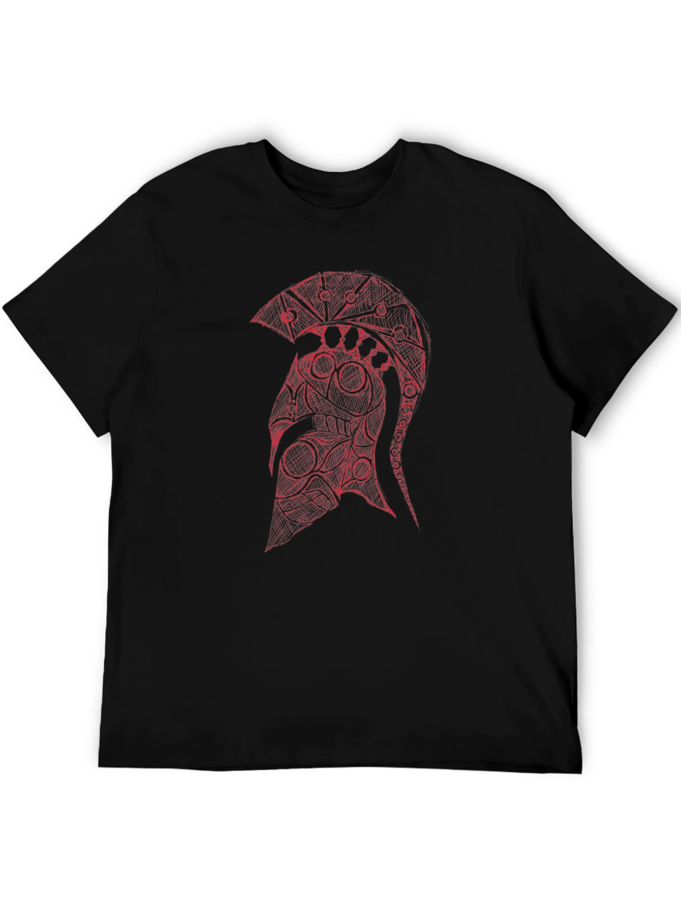 Spartan Helmet Graphic Tee - Black Cotton T-Shirt