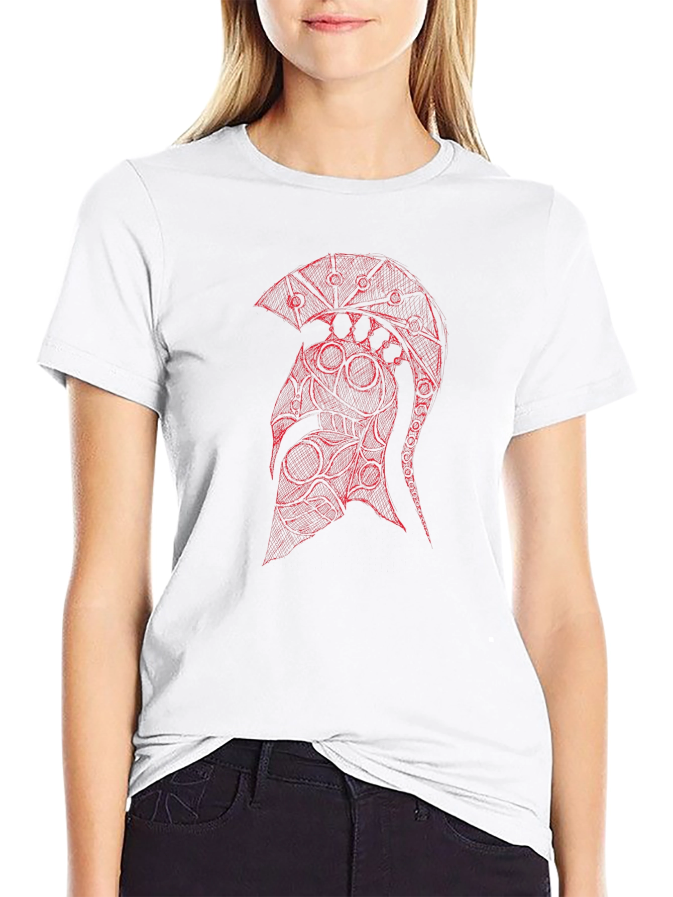 Spartan Helmet Graphic Tee - Black Cotton T-Shirt