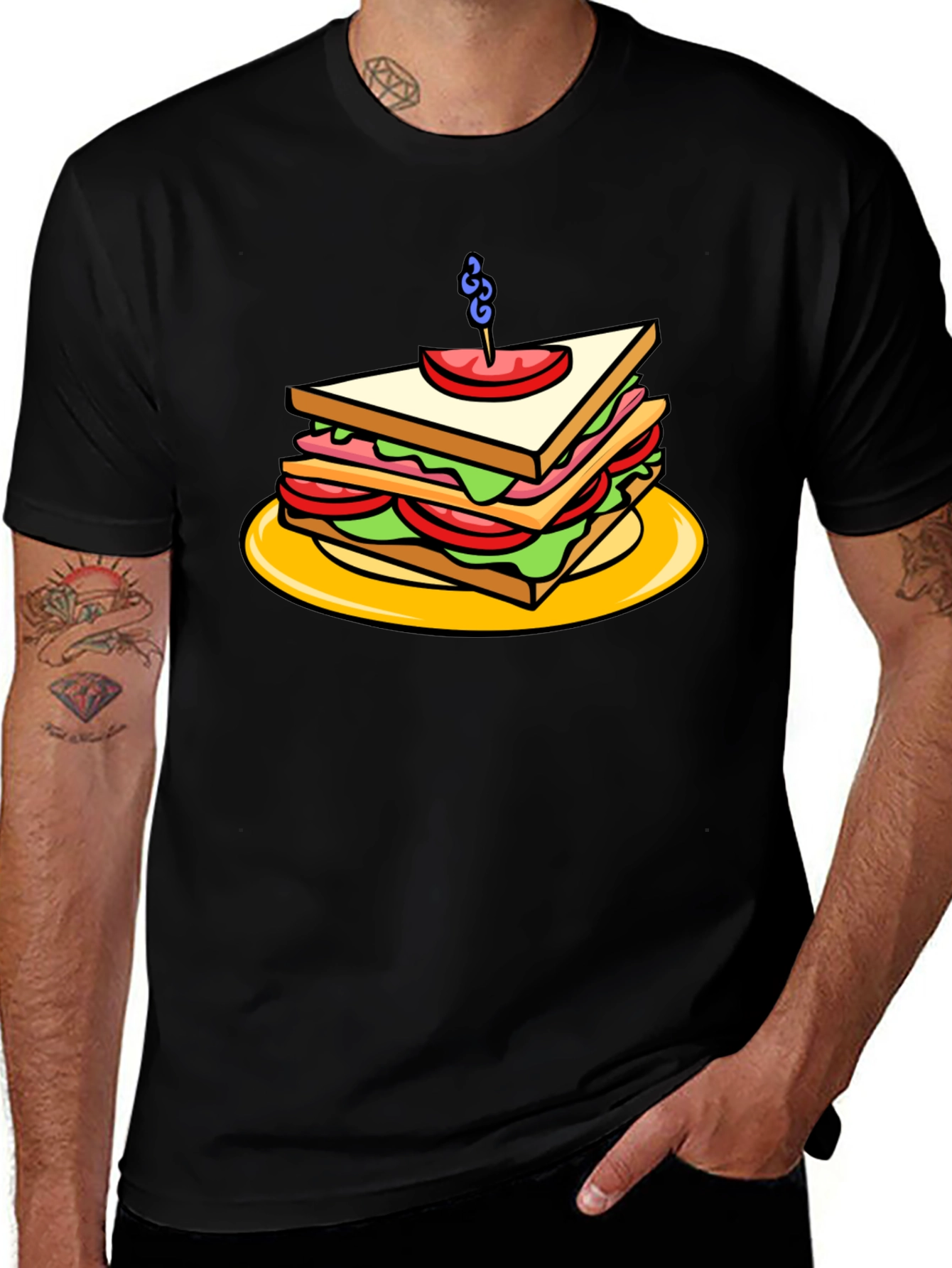 Sandwich Graphic Tee - Black Cotton T-Shirt
