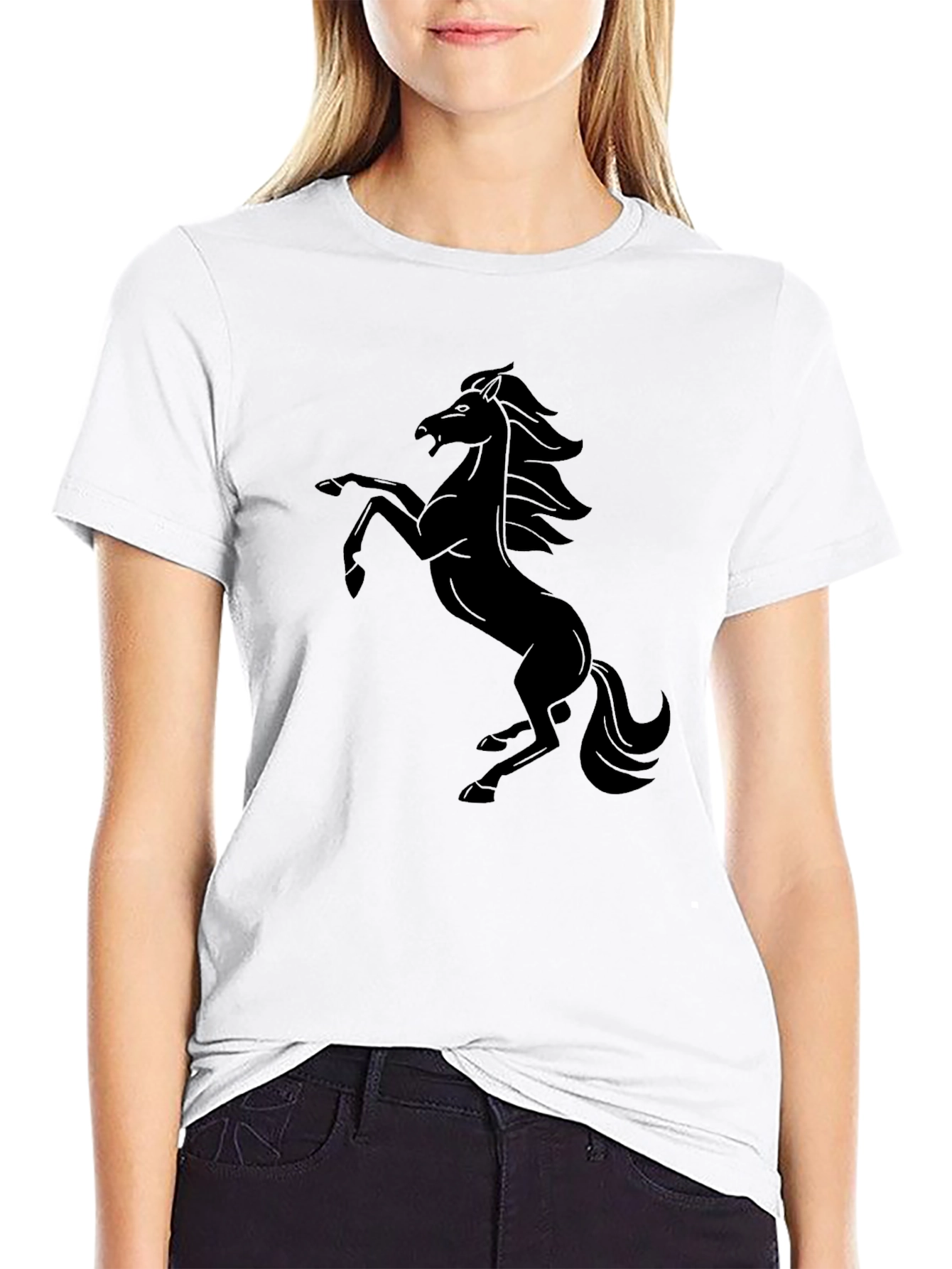 Black Horse Graphic Tee - Stylish Mens T-Shirt