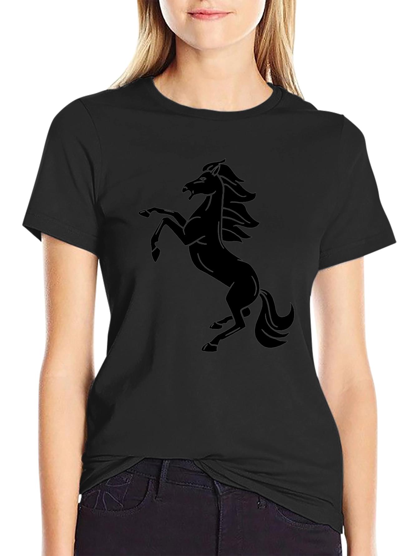 Black Horse Graphic Tee - Stylish Mens T-Shirt