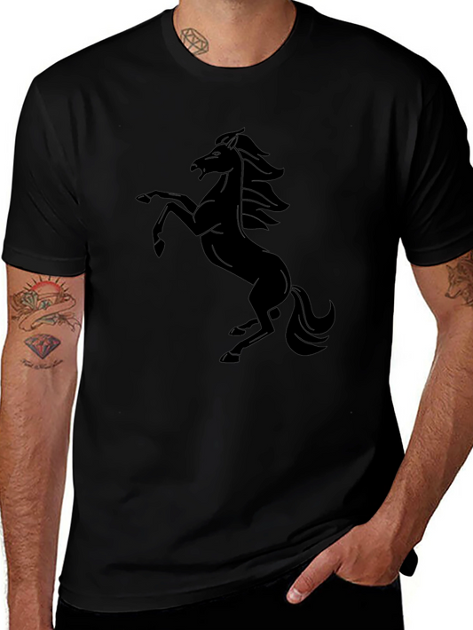 Black Horse Graphic Tee - Stylish Mens T-Shirt