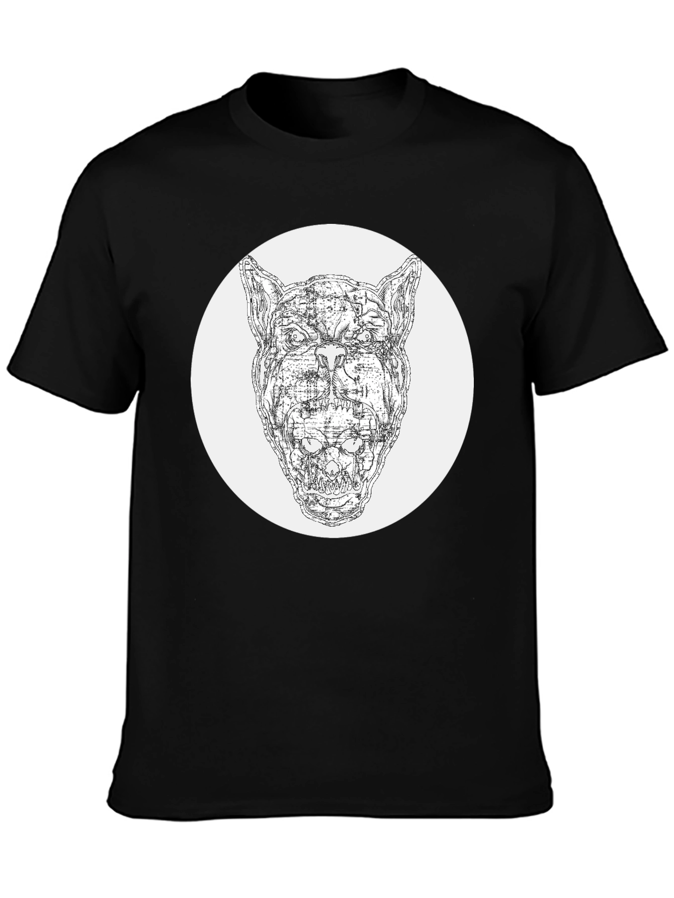 Abstract Dog Graphic Black T-Shirt