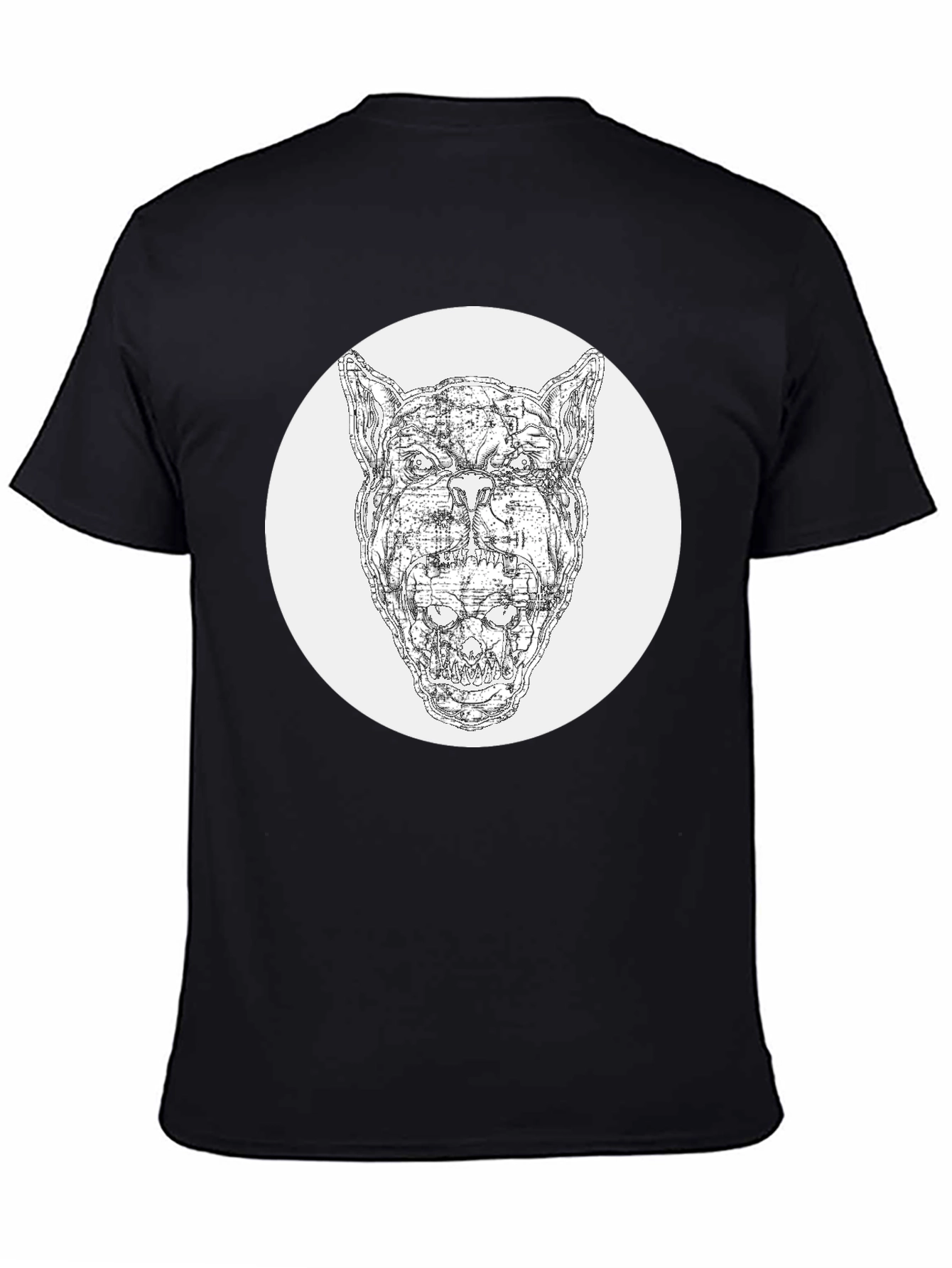 Abstract Dog Graphic Black T-Shirt