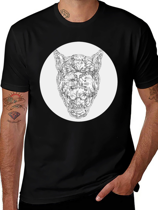 Abstract Dog Graphic Black T-Shirt