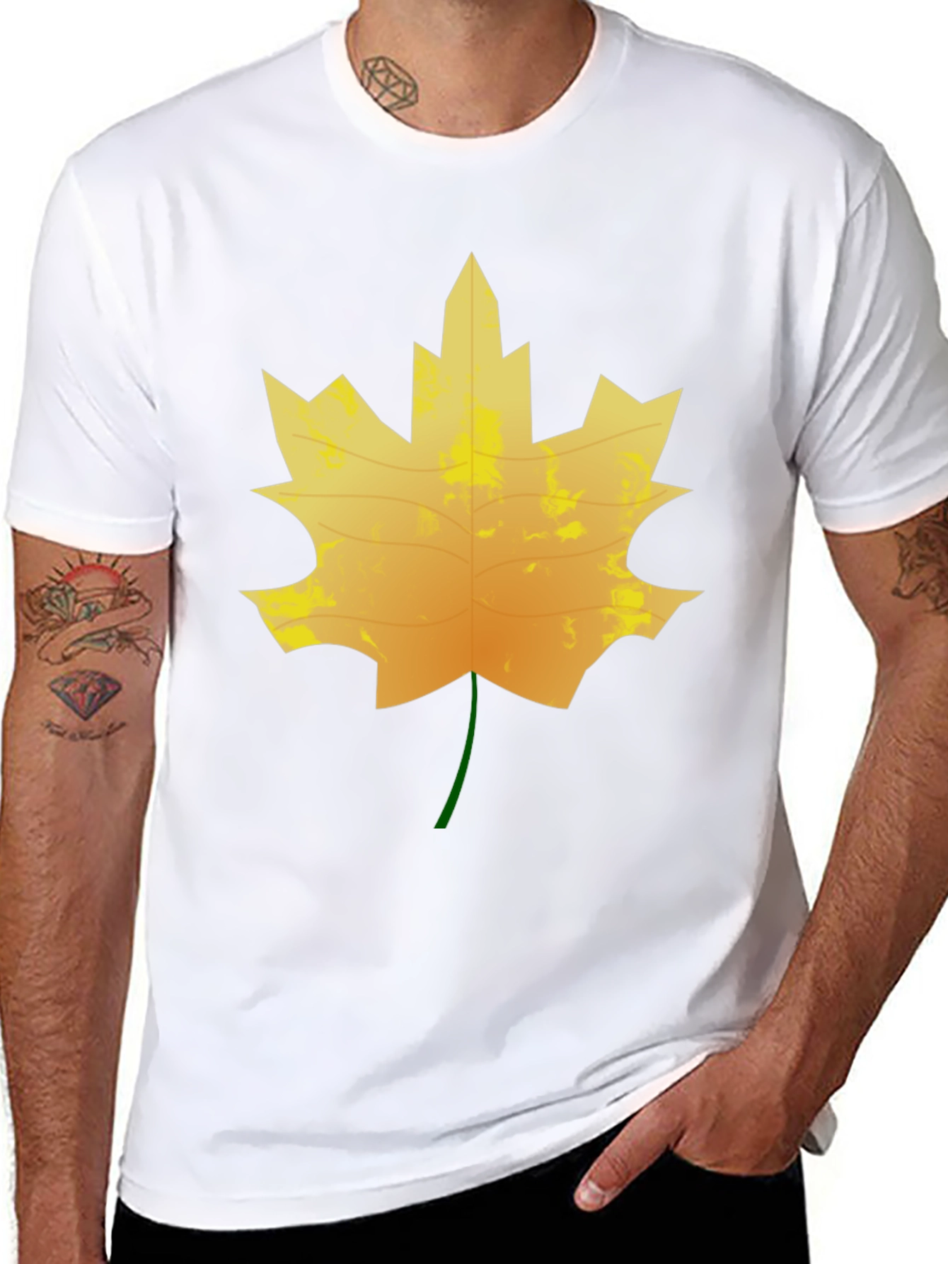Maple Leaf Graphic Tee - Black Cotton T-Shirt