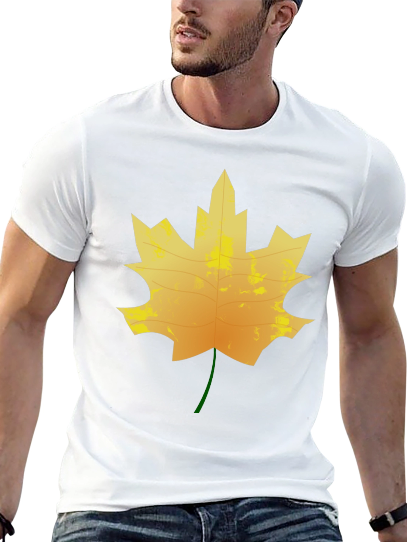 Maple Leaf Graphic Tee - Black Cotton T-Shirt