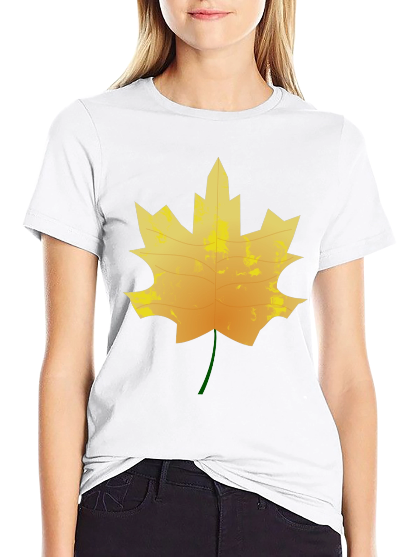 Maple Leaf Graphic Tee - Black Cotton T-Shirt