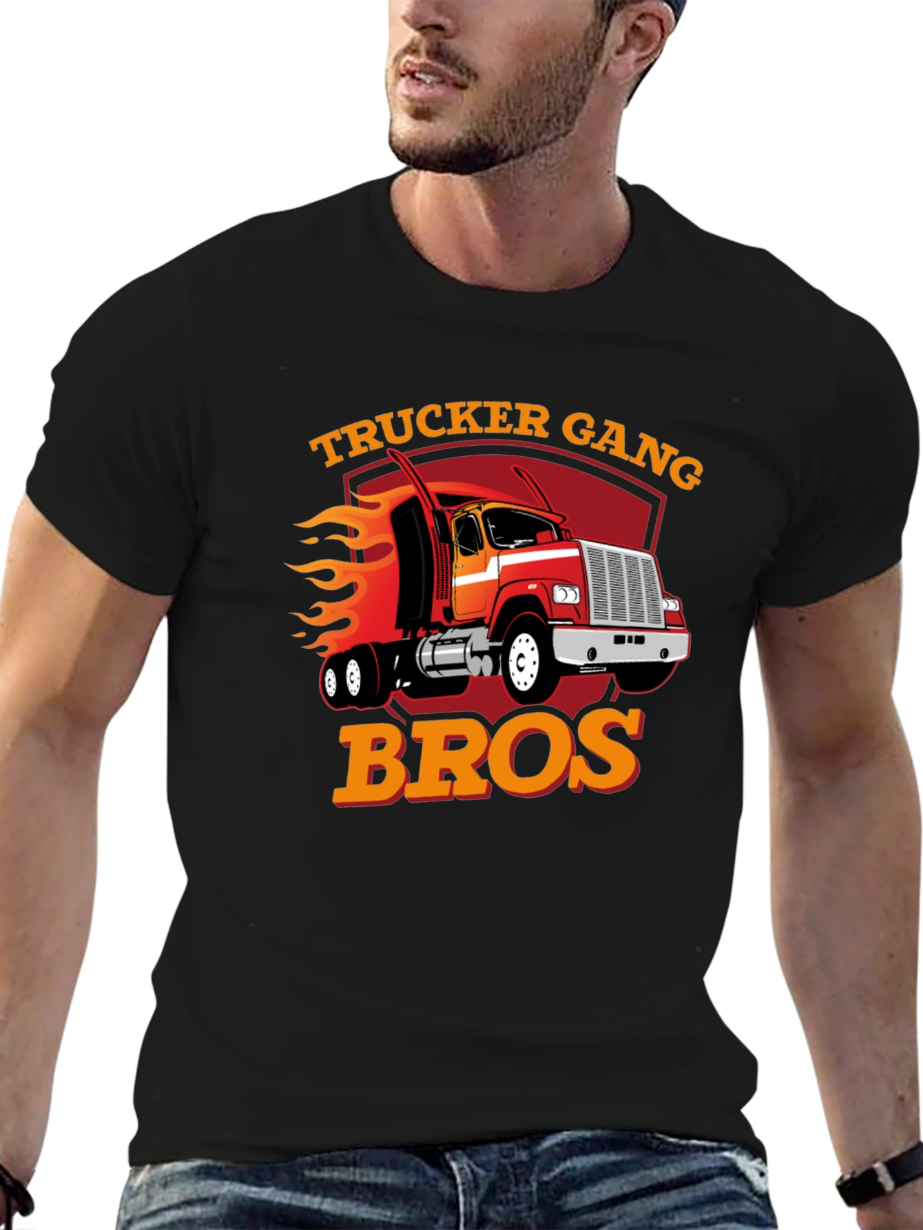Trucker Gang Bros T-Shirt - Black
