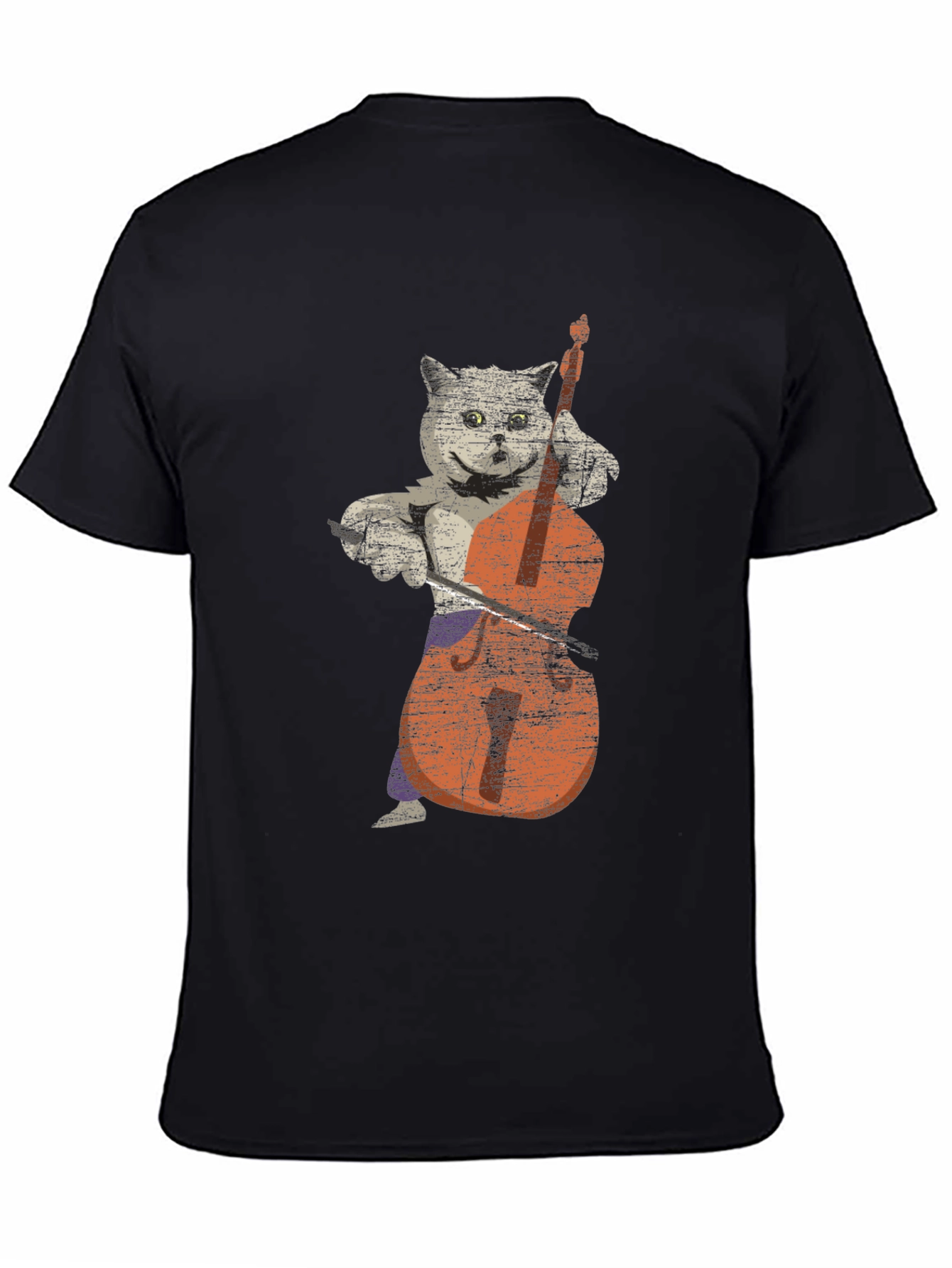 Cat Playing Cello Graphic T-Shirt