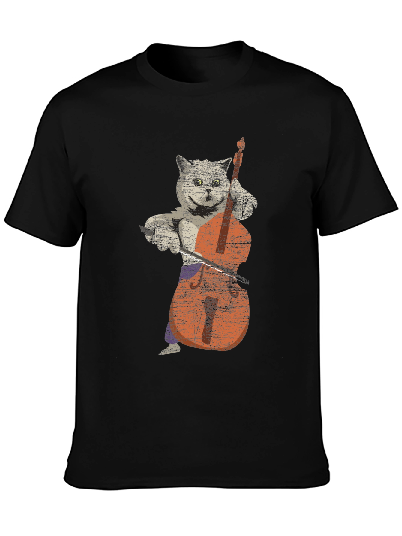 Cat Playing Cello Graphic T-Shirt