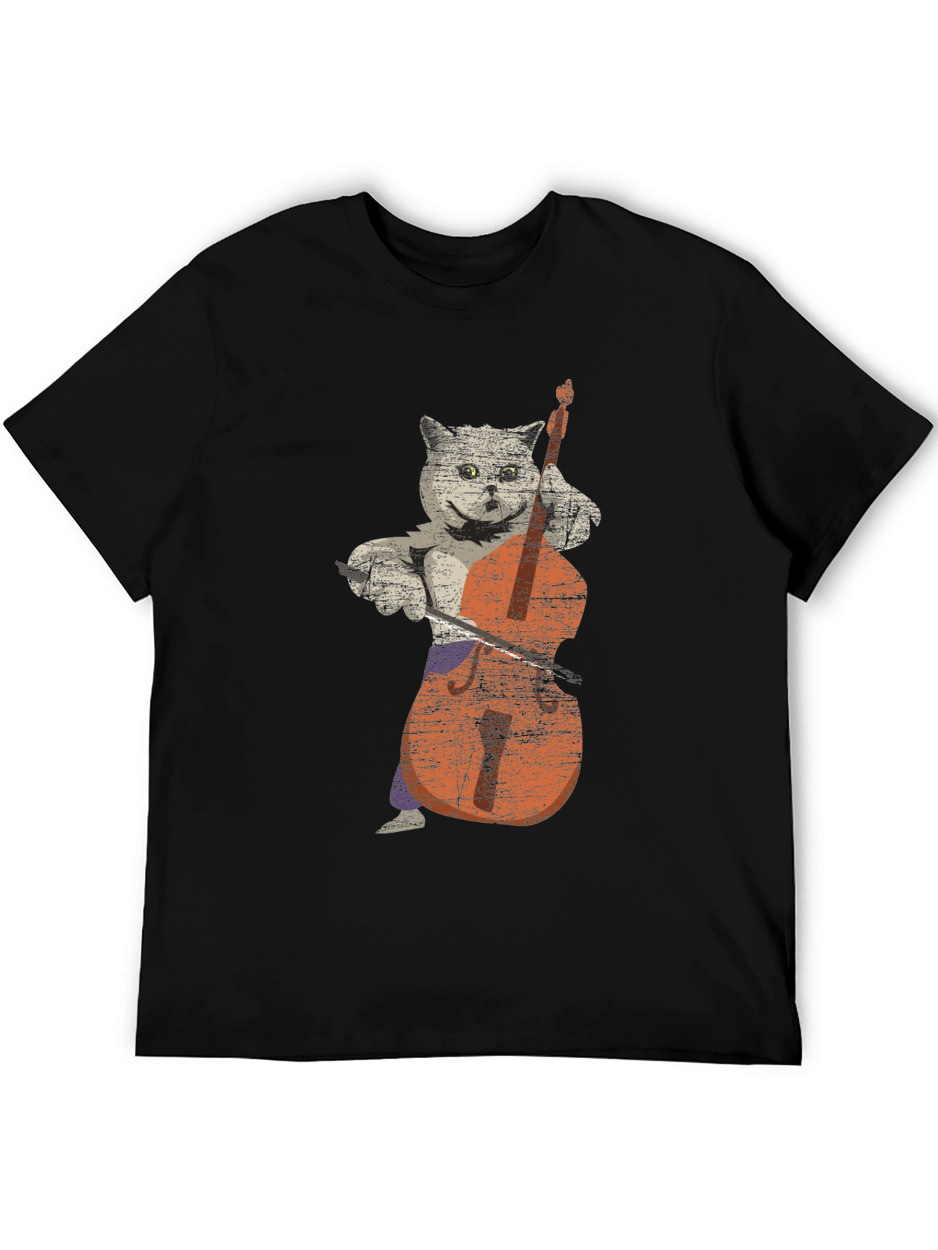 Cat Playing Cello Graphic T-Shirt