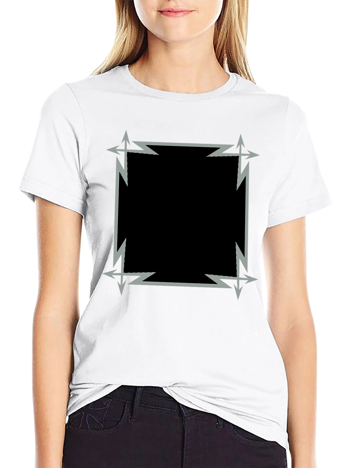 Edgy Geometric Graphic Black Tee